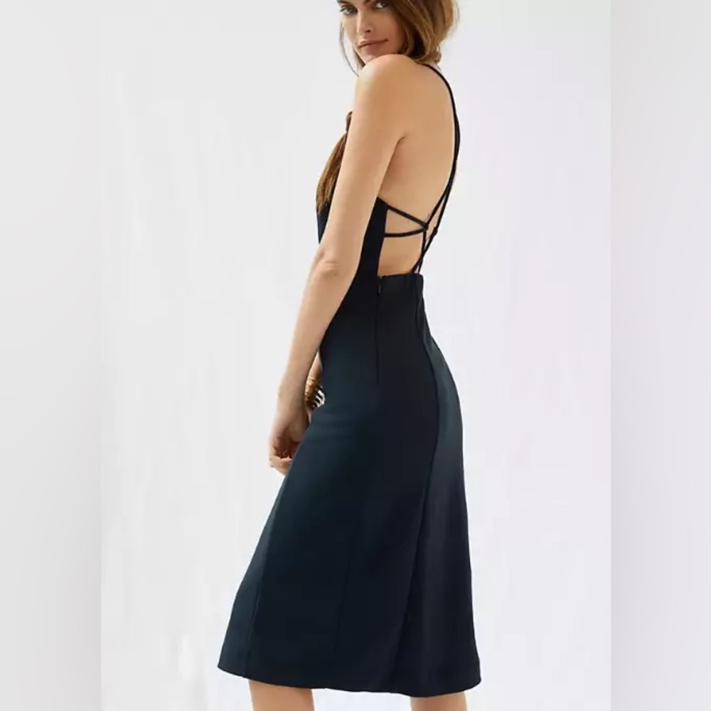 Anthropologie NWT strappy black midi dress size small
